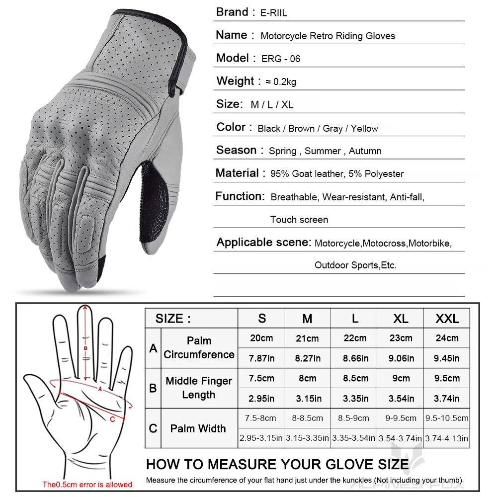 Retro Motorcycle Leather Gloves Perforated Summer Breathable Touch Screen Motobike Cycling Accessories Full Finger Protective 251013