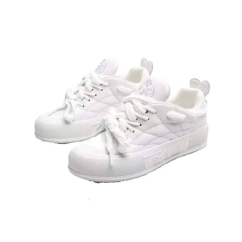 Jifffly x Qingwantian Q.VONTON Women's Versatile Beige Shoes Thick Sole Height Increasing Casual Sports Sneakers