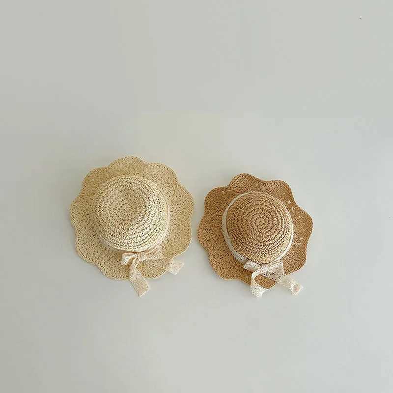 Lace Bow Girl Straw Hat Baby Summer Sun Hats Travel Beach Kids Large Brim Fisherman Cap 25Year Children Sunscreen Bucket Caps251028