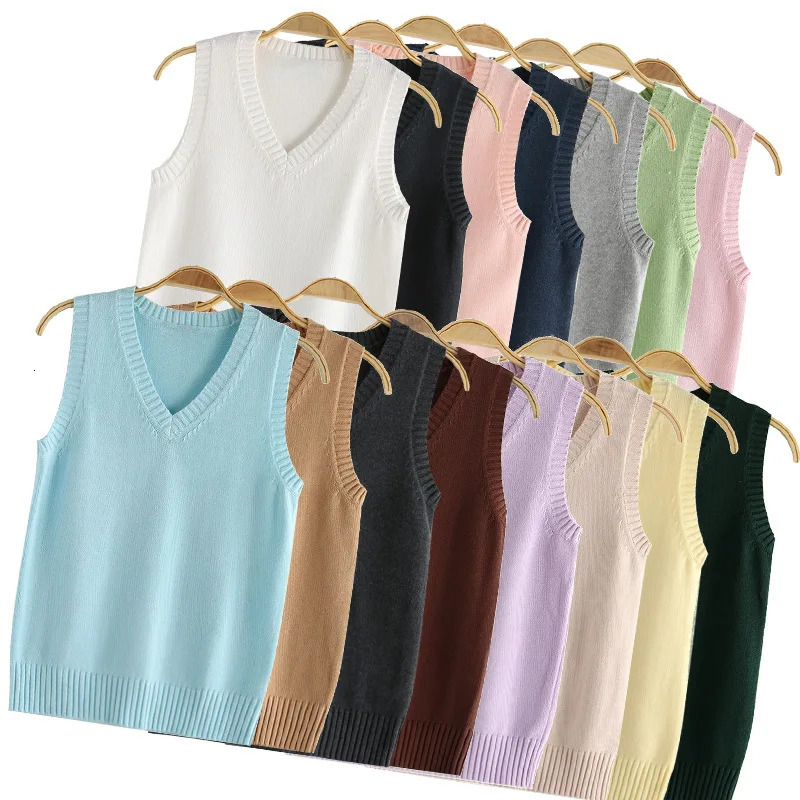 sweater candy vest women Knit Top Fashion Female autumn spirng solid young girl clothes knitwear Cardigan sleeveless XS3XL 251029