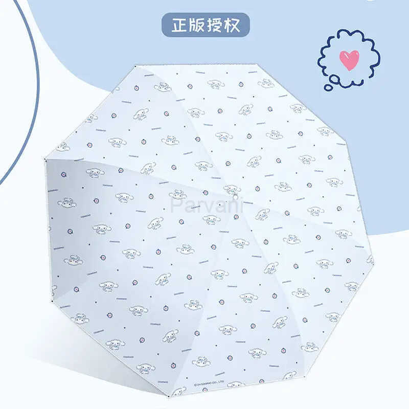 Sanrio Miniso Sanrio Umbrella Cinnamoroll Anime Automatic Five Fold Umbrella Dual Use of Rain and Light Student Cartoon Cute Rain Gear L251029