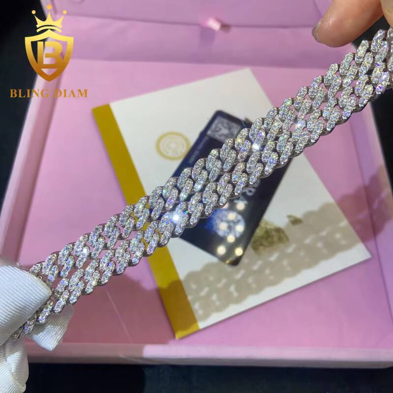 Fashion 8mm Cuban Moissanite Link Chain Pass Diamond Tester VVS1 Moissanite Necklace 925 Sterling Silver Past Diamond Test GRA