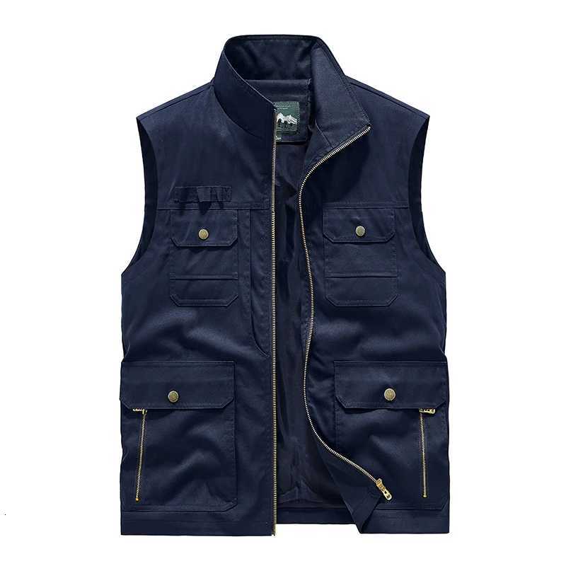 Mens Workwear Vest Autumn Outdoor Fishing Vests Multi Pocket Industrial Style Workwear Vest Loose and Simple Casual Trend Vest W251029
