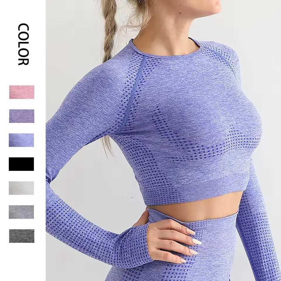 Womens Shirt Seamless Crop Top Fitness Shirts Long Sleeve Sports Top Woman Yoga Tops Activewear With Thumb Hole SportswearXJ251029