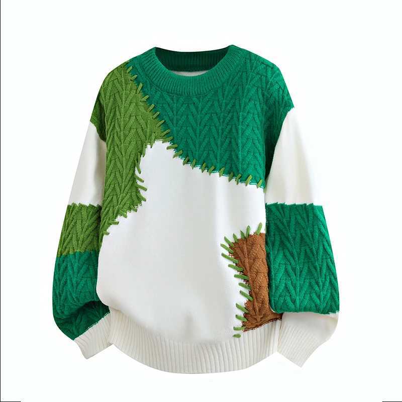 2025 Fashionable High Street Thorn Style Spliced Knitted Sweater Autumn Winter Warm Mens Top Hiphop Streetwear Fishing Sports J251029