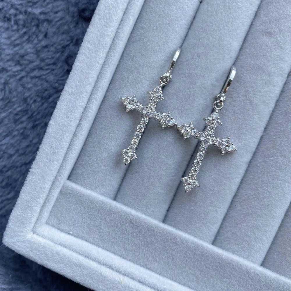 Korean Fashion Zircon Crystal Cross Women Drop Earrings for Gothic Punk Hip Hop Female Piercing Dangle Earrings Party JewelryW251029
