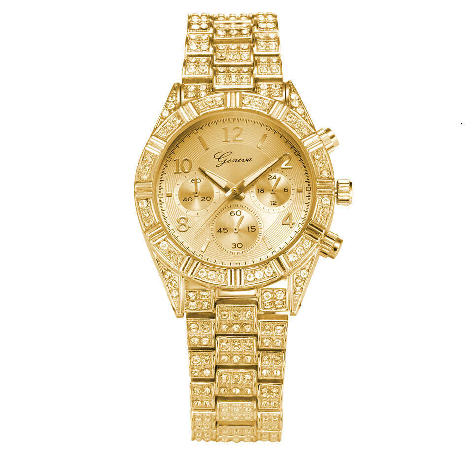 Niche Light Luxury Style New Brand Men's Fashion Hip-Hop Diamond-Studded gold Quartz Watch