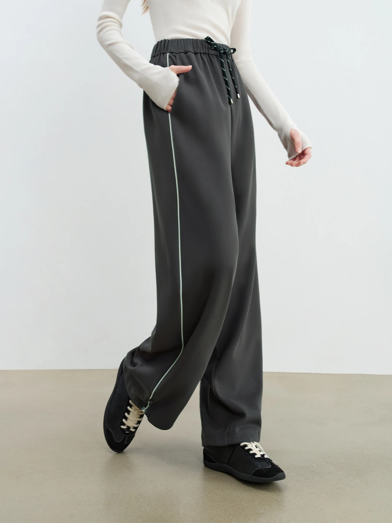 ZIQIAO Contrast Color Cropped Jacket Casual Pants Suit Women Early Autumn Workout Outfit Female Set 25ZQ9307225ZQ93073 251028