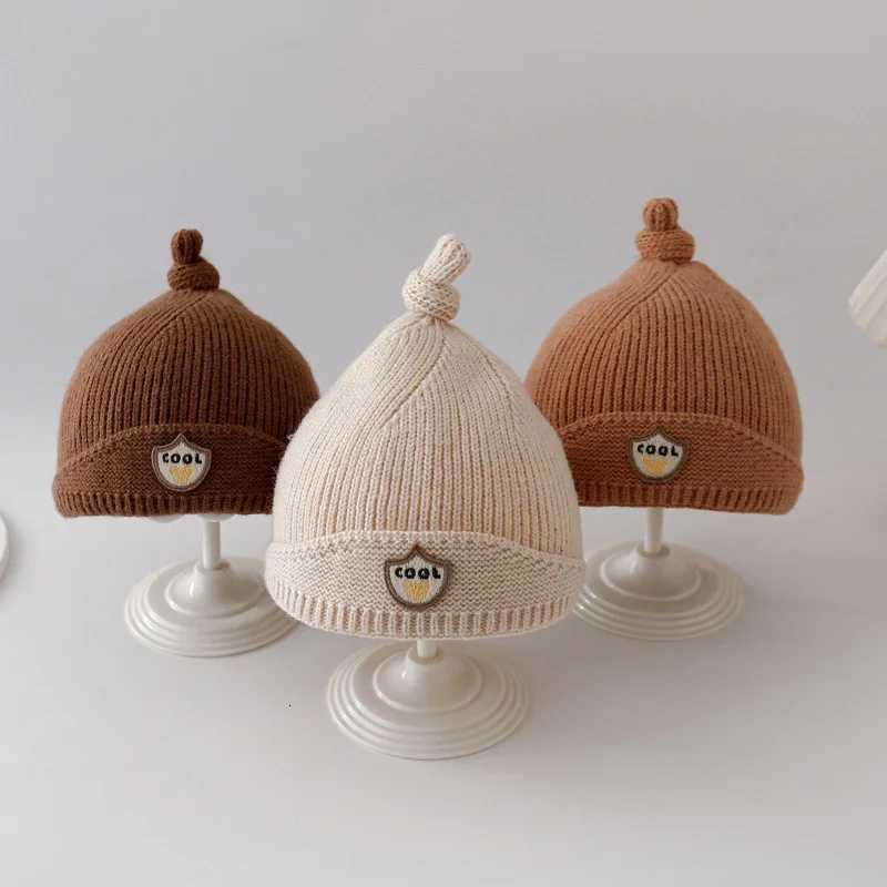 Winter Baby Knitted Hat Cute Bear Beanies 624M Toddler Ear Protection Caps Solid Color Woolen Crochet Bonnet Kids Pullover Cap251028