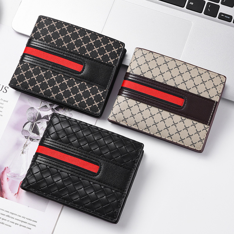 Luxury Designer Men's ultra-thin Wallets Hand Woven Multi Slot Three fold leather wallet card bag Fashionable And Simple Coin Purse For Birthday 