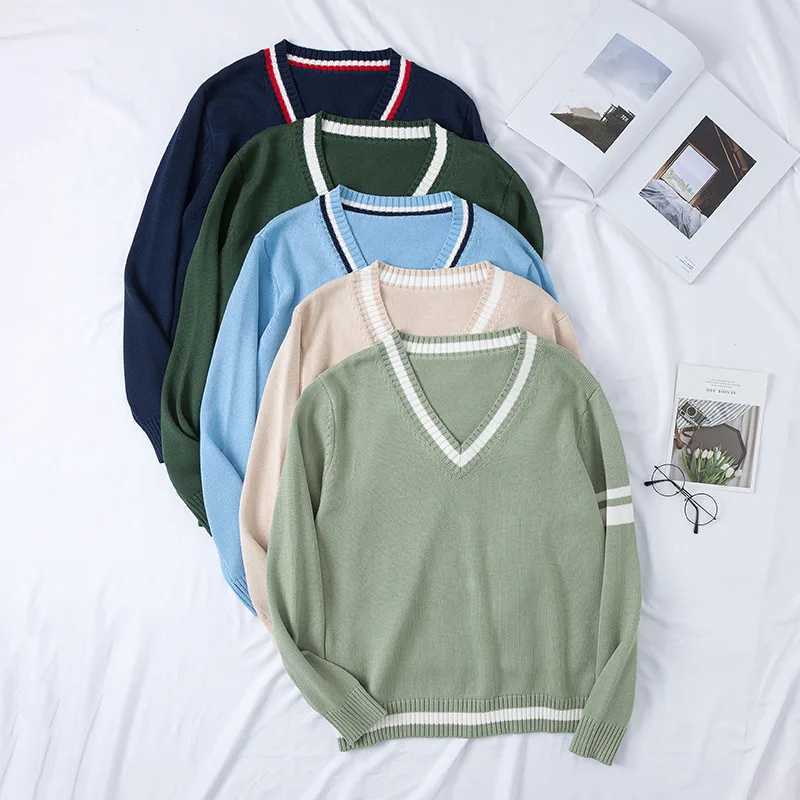 Japanese Fashion Jk School Uniform Cotton Thicken V Collar Knit Sweater 2021 Autumn And Winter New Female Jk Uniform Sweaters J251029
