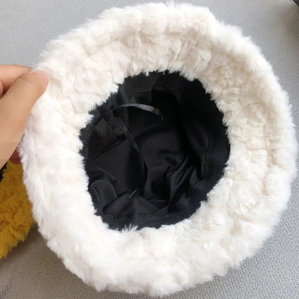 Winter Faux Fur Fluffy Bucket Hats Women Outdoor Thick Warm Hat Soft Furry Fisherman Cap Girl Fashion Panama Sun Cap 251029