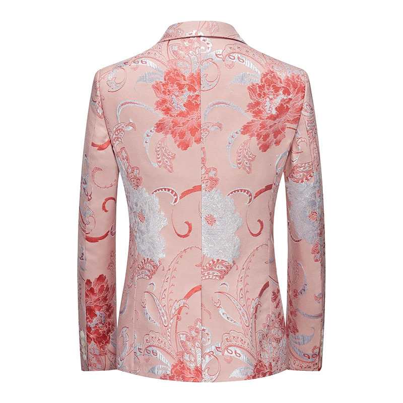Pink Mens Embroidered Suit Jacket Wedding Party Dress Coat Fashionable Slim Male Blazers Asian Size M5XL 6XL 251028