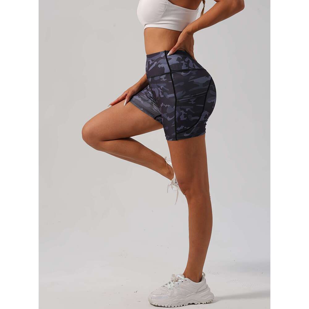Yoga Shorts Women Summer - 5pcs High-Waisted, Stretchy Polyester, Floral Print, Side Pockets, Comfortable for Indoor Training & Outdoor Running, Worko
