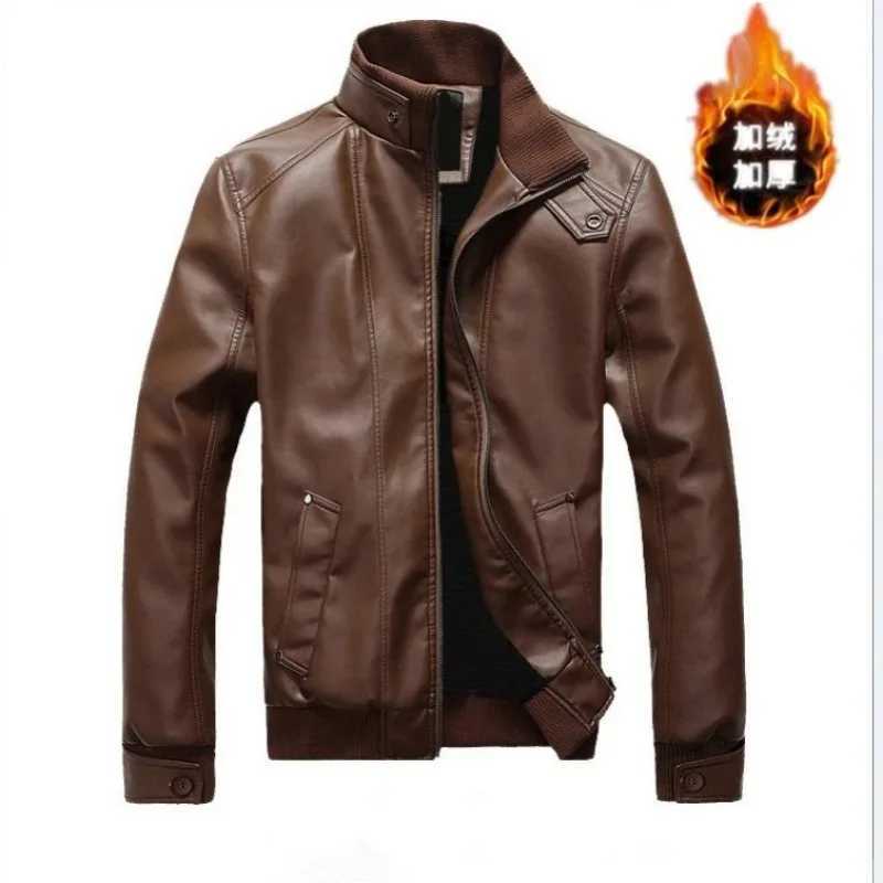 Leather Jacket Mens Slim Korean Style Standing Collar Youth Casual Motorcycle Autumn TrendT251029
