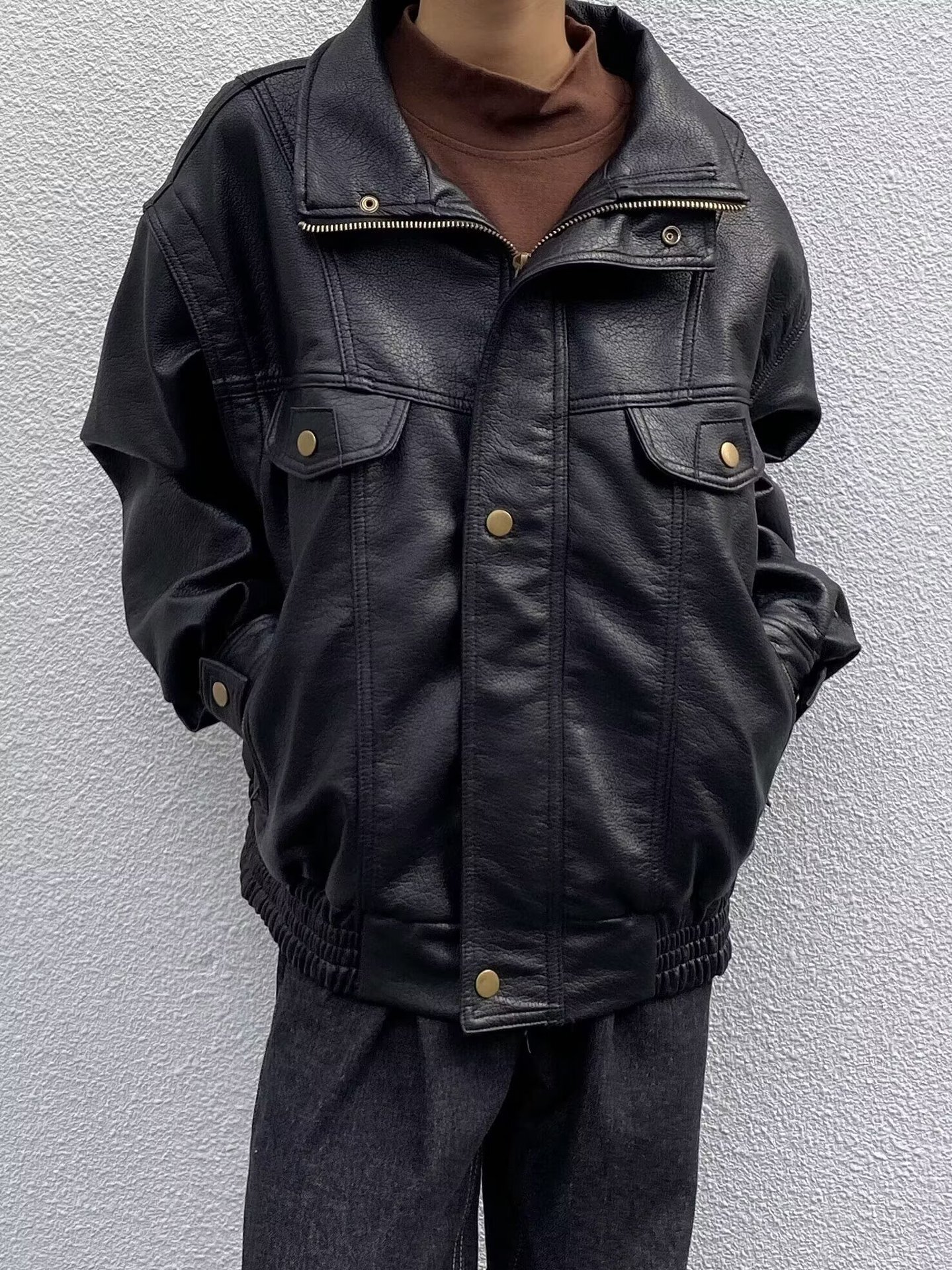 Motorcycle Soft Leather Jacket Men Designer Jacket American Style PU Leather Jacket Thickened Short Autumn Winter High-end Pilot Jacket