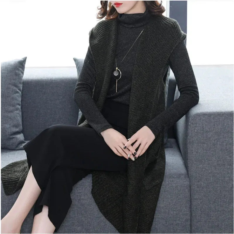 Autumn Winter Mid Mother Vest Jacket Women Fashion Long Sleeveless Waistcoat Coats Female Casual Outerwear Ladies Tops 251027