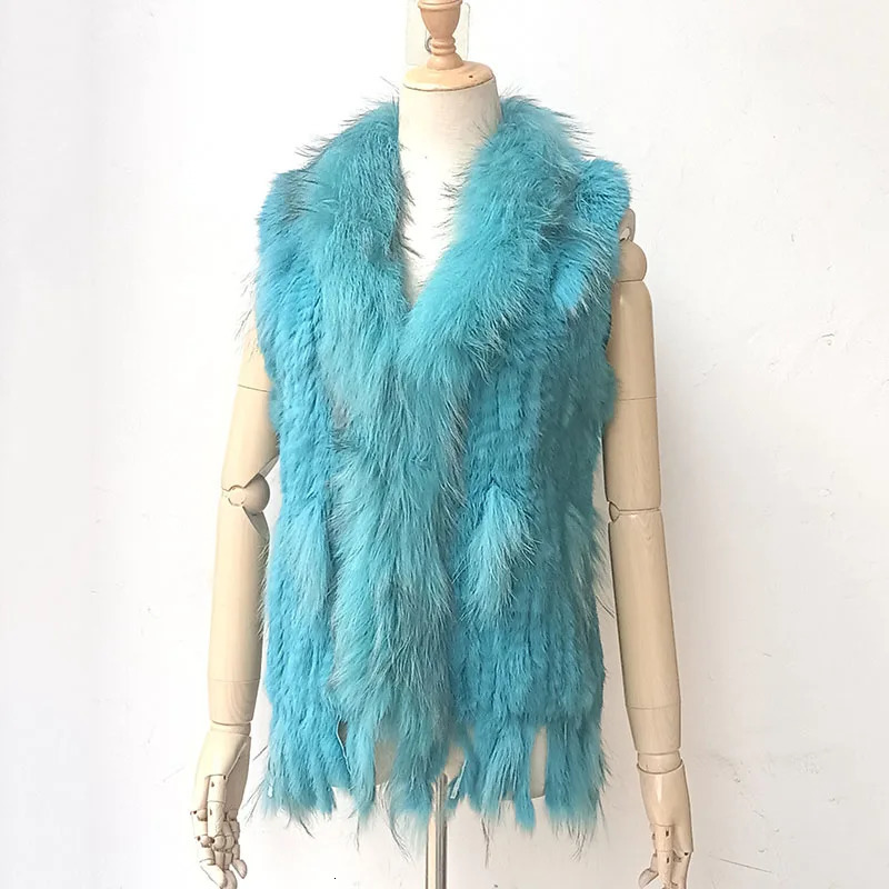 HSPL Sleeveless Women Fashion Fur Vest Knit Waistcoat For Lady Spring Real Rabbit Female Vests Black 251027