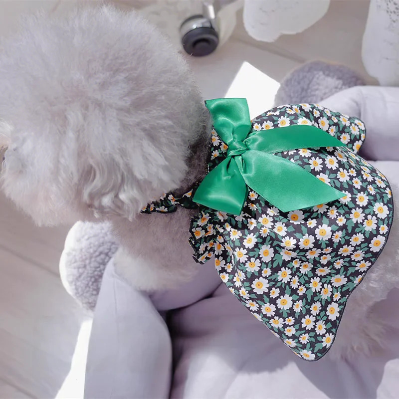 Fashion Cat Pet Dog Dress Sleeveless Cyan Flower Slim Style Cat Princess Dog Dresses Summer Clothes Puppy Skirt Chihuahua Bichon 251029