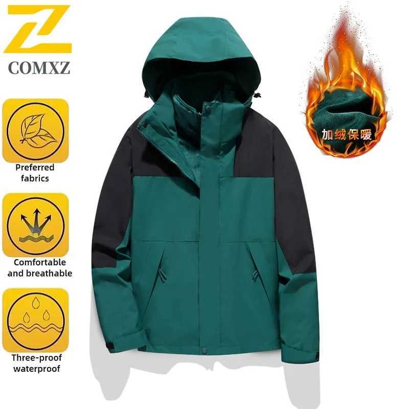 EiAO Jacket Unisex 2in1 Detachable Fleece Waterproof Windproof Outdoor Coat for Running Hiking Fishing Trendy Camping 2025 J251029