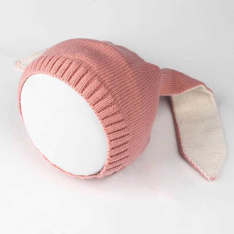 Cute Long Ears Rabbit Baby Kint Hat Cartoon Bunny Infant Ear Protection Cap 012M Toddler Winter Warm Woolen Beanie Photo Props251028
