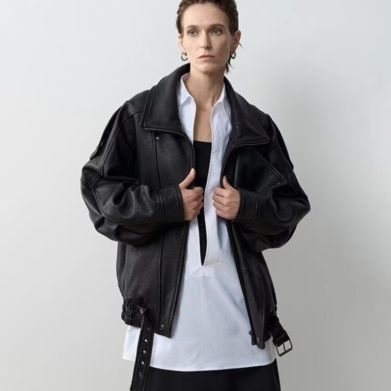 Long Sleeve Designer Jacket American High Street Melard Style Vintage Craft Leather Jacket Street High-end Leather Coat For Men And Women