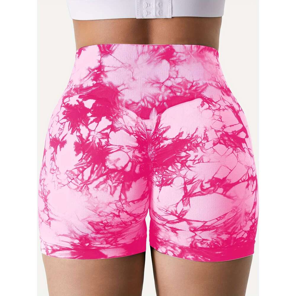 9pcs Tie Dye Workout Shorts for Women, Scrunch Butt Lifting High Waisted Yoga Gym Seamless Booty Biker Shorts, Women's Activewear