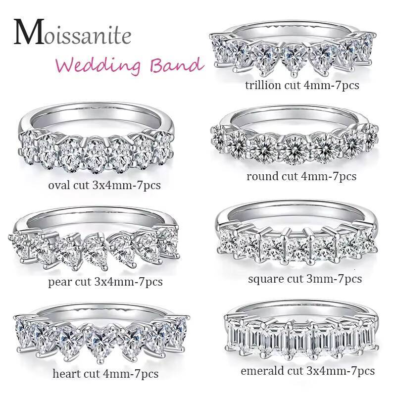 YINGMA Stock Mossanite Jewelry Rings Eternity 925 Sterling Silver VVS Diamond Moissanite Wedding Band Ring for Women
