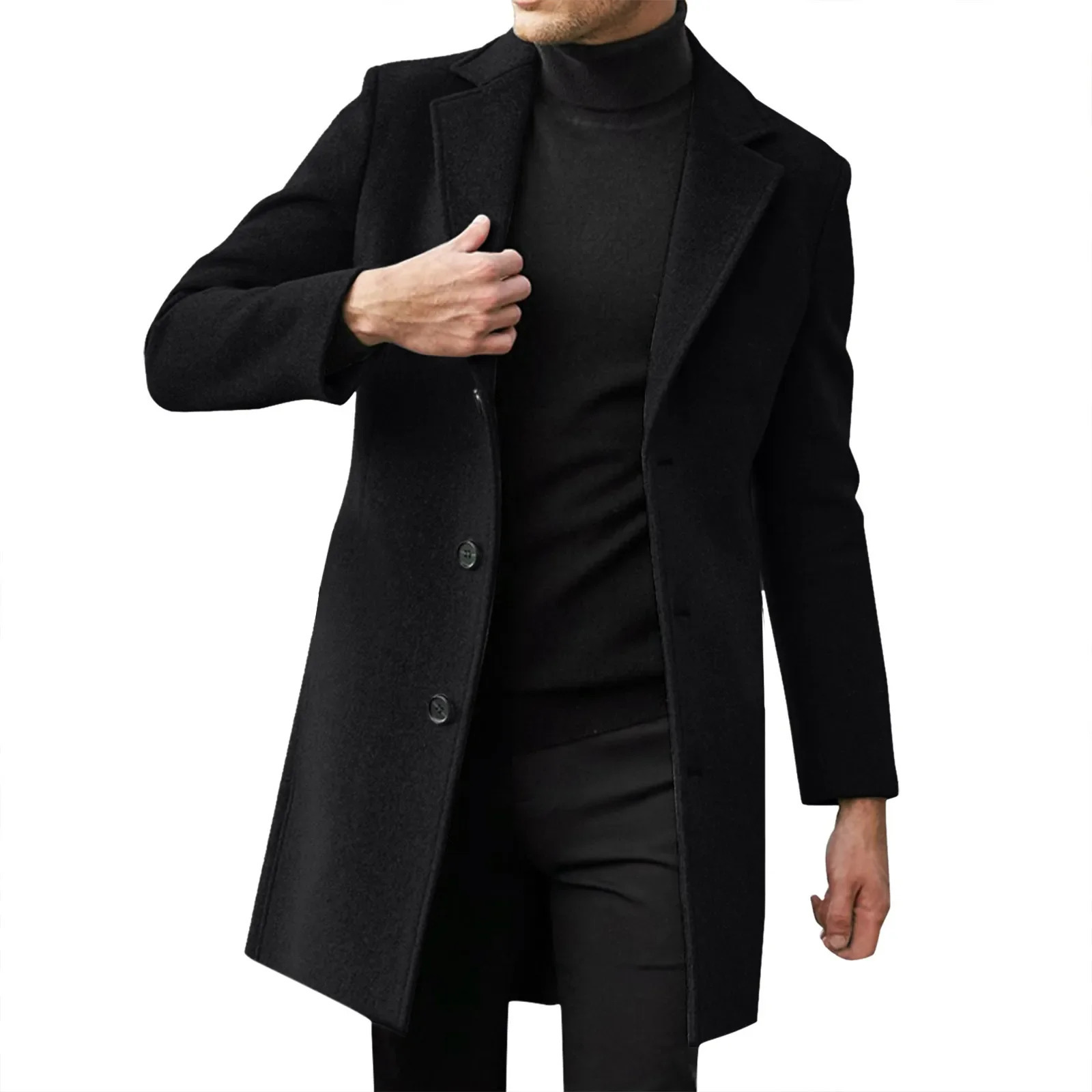 2025 Fashion Men Wool Blends Mens Casual Business Trench Coat Mens Leisure Overcoat Male Punk Style Blends Dust Coats Jackets 251029