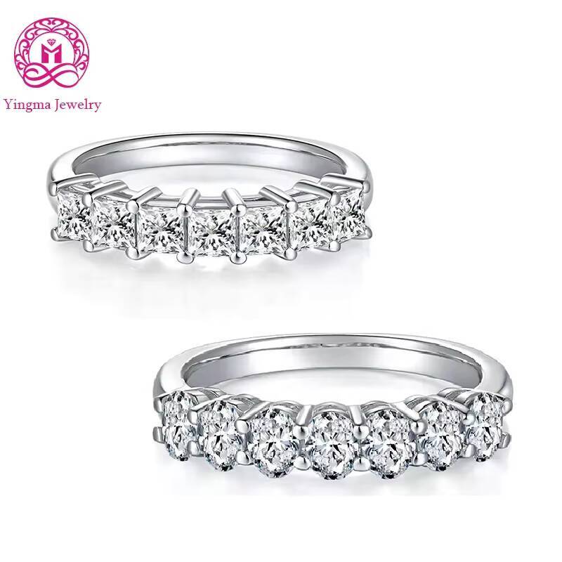 YINGMA Stock Mossanite Jewelry Rings Eternity 925 Sterling Silver VVS Diamond Moissanite Wedding Band Ring for Women