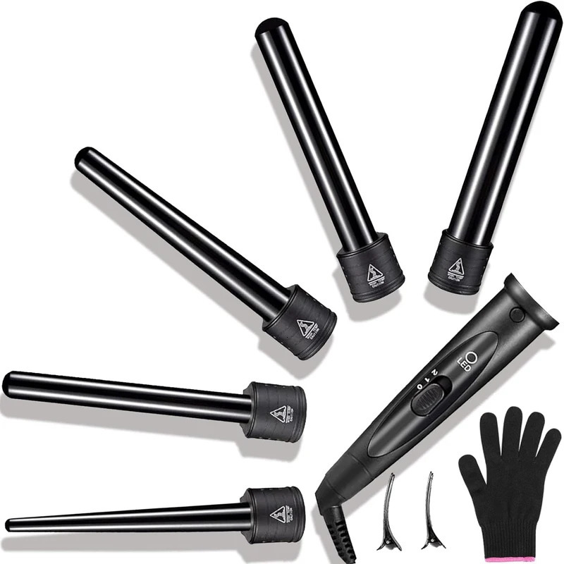 PTC Heating Multifunction Rotary Curling iron 5 in 1 interchangeable Curling tool Quickly heating ceramic barrel curling iron 251029