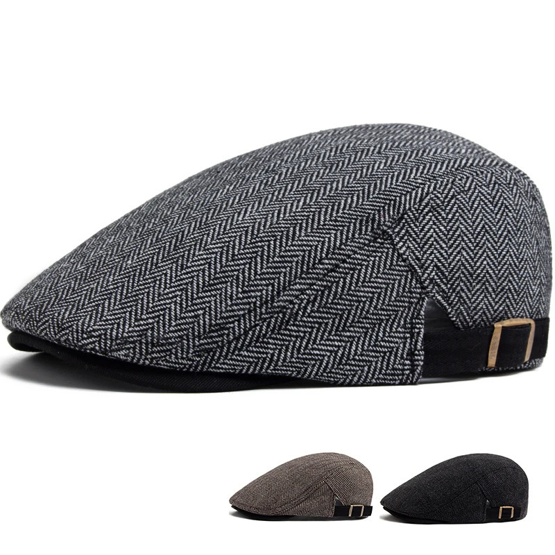 Herringbone Vintage Beret Men Autumn Winter Casual Flat Visor Hat Berets Retro Fashion sboy Cap Mens Adjustable 251013