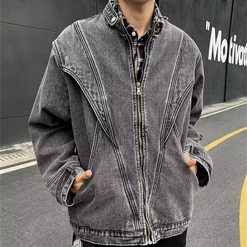 American High Street High-end Design Patchwork Workwear Denim Jacket Designer Jacket For Men Loose Versatile Casual Jacket