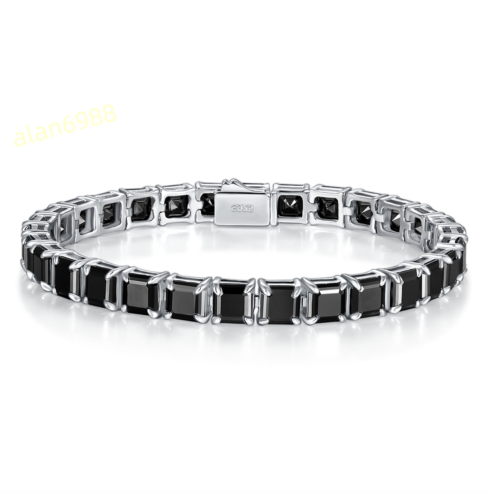 Customs Pass Dia Tester Asscher Cut Black Moissanite Tennis Bracelet Bangle Direct From Factory
