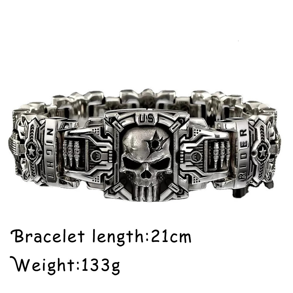 Vintage Charm Skull Bracelet Punk Hip Hop Rider Bracelet for Men Boy Gift High Quality US Street Motorcycle Jewelry Drop 251028