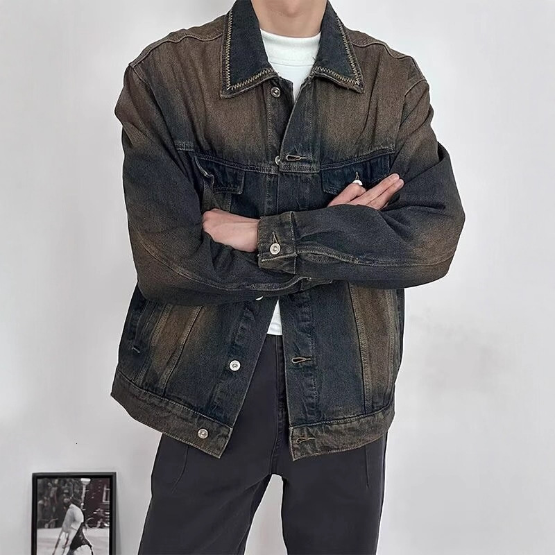American Style Denim Jacket For Designer Jacket Men Spring And Autumn New Trendy Brand High-end Feel Washed And Distressed Loose Casual Versatile Coat