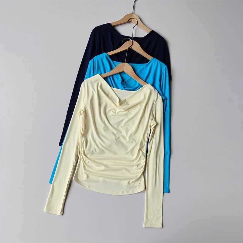 Sexy Draped Neckline Sport Top Gym Breathable Outwear Yoga Shirts Women Long Sleeve Fitness Tops Running Clothing Slim Fit ClothXJ251029