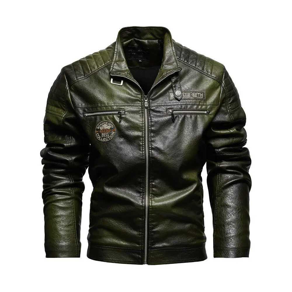 Leather Jacket Men Winter Fleece Motorcycle Faux Leather Jacket Windbreaker Coat Outdoor Jacket Mens Autumn and Winter CoatT251029