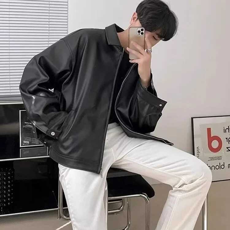Mens Leather Jacket Mens Biker Jacket Motorcycle Fashionable Waterproof Jacket Waterproof for Rain Motorcyclist RetroT251029