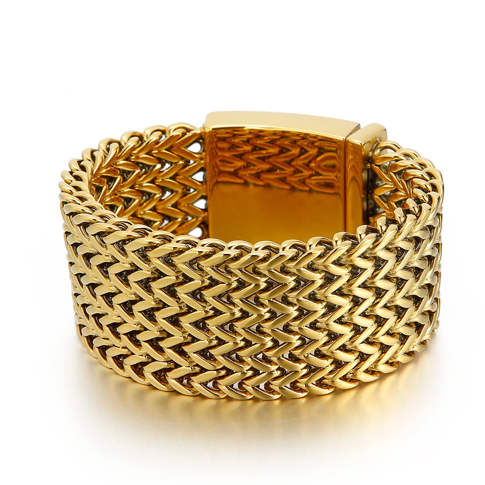 121830mm SML Polished Mesh Tennis Chain Bracelet Silver18K Gold Plated Color Stainless Steel 316L KB56410D 251028