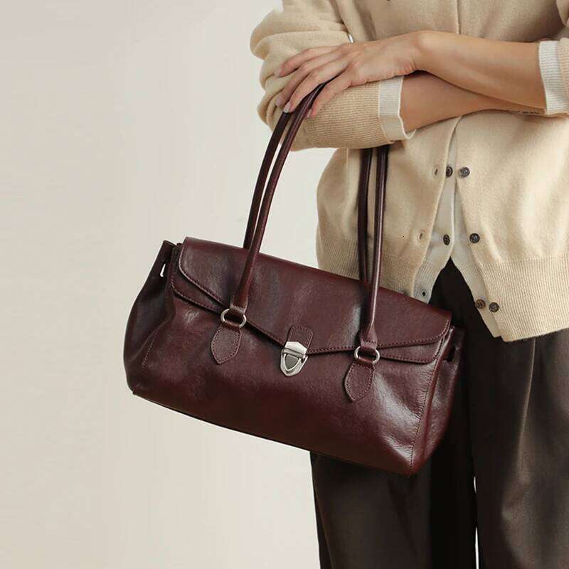 Genuine Vintage Armpit New Niche Design Large Capacity Cowhide Leather Texture Fashionable Ladies Hand Tote Bag Suotong1029