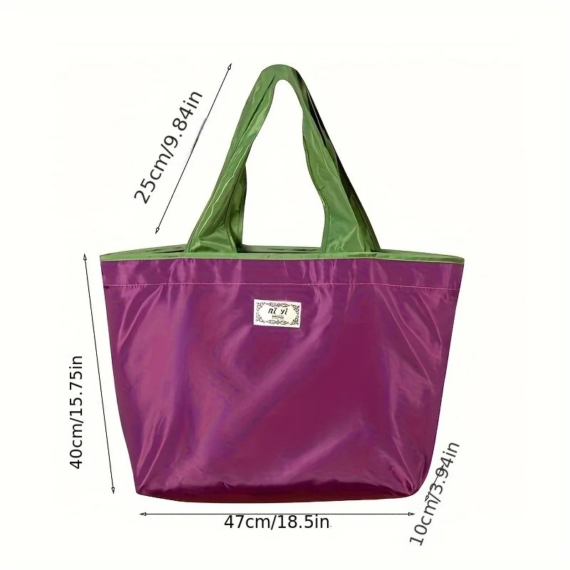 Nylon Supermarket Shopping Bag Reusable Large Capacity Folding Tote Bag Drawstring Handbag Shoulder Storage Bag for Daily Use 251029