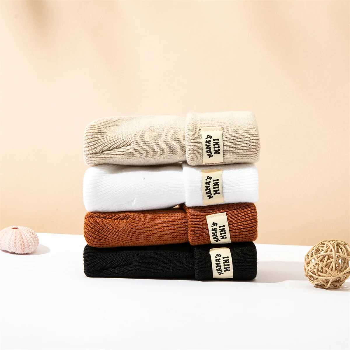 3pcsset Hot sales Autumn and Winter Warm 024 Month Kids Cap With Letter Boy Girls Soft Knitted Hat Children Head Accessories251028