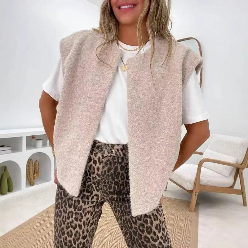 Korean Dongdaemun Vneck Doublesided Handsewn Woolen Vest Womens Elegant Woolen Vest Fashionable Outerwear Jacket 251029