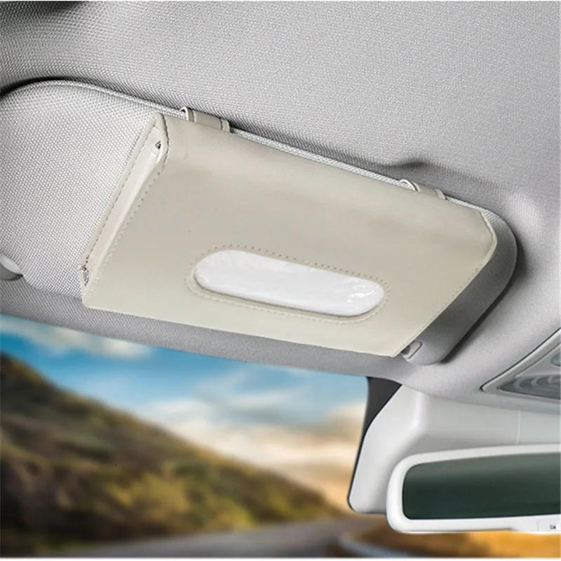 Soft Leather Car Tissue Box Car Sun Visor Type Block Hanging Container Towel Napkin Holder Paper Rack Organizer Storage Bag 251029