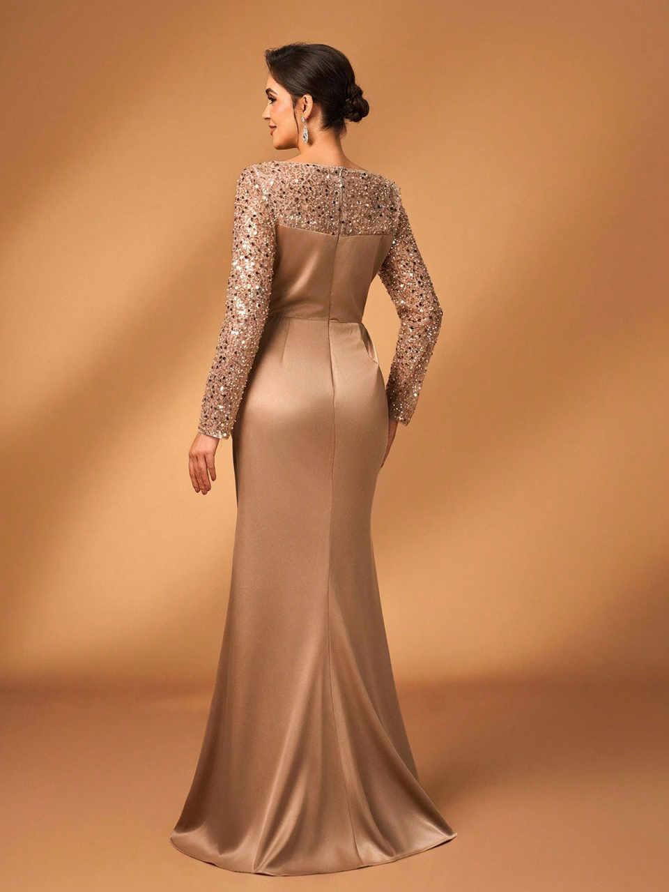 Elegant Sequins Long Sleeve Evening Dresses Mermaid Mother's Dresses 3D Floral Floor Length Formal Party Custom Made