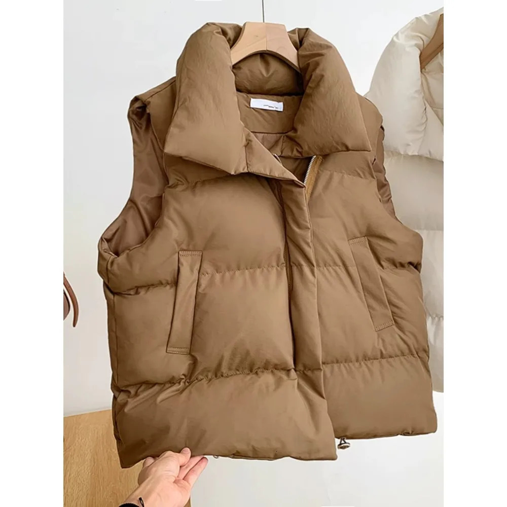 Loose Down Feather Cotton Vest Bal Zipper Closure Color Commute Womens Vest Autumn Winter Fashion Ladies Outerwear 251029
