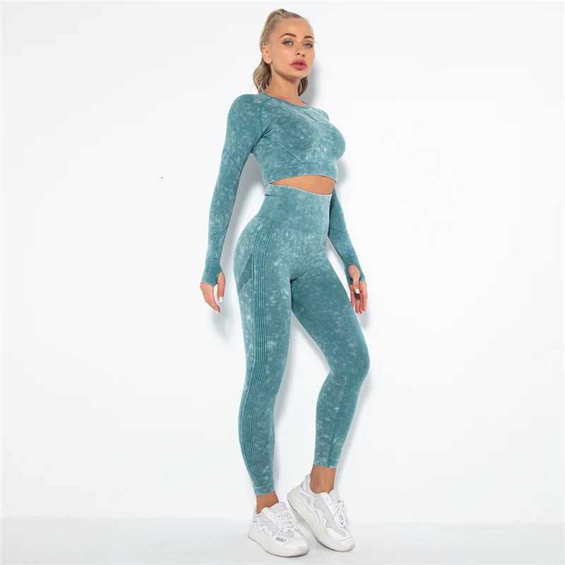 Women Seamless Yoga Set Fitness Sports Suits Gym Clothing Long Sleeve Crop Top Shirts High Waist Running Leggings Workout PantsXJ251029