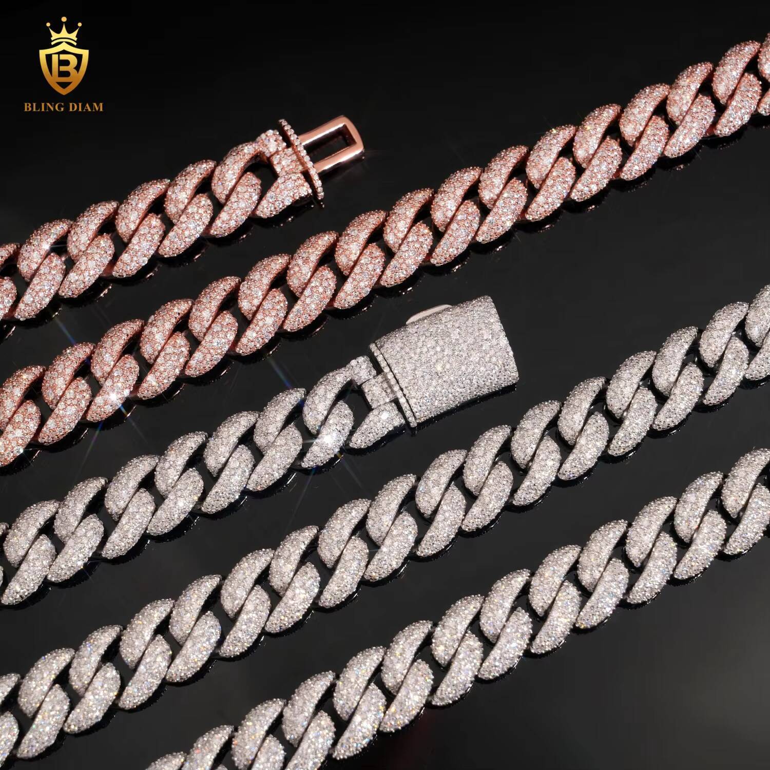 In Stock HipHop Style 14mm S925 Silver Moissanite Cuban Chain Pass Diamond Tester Iced Out Moissanite Necklace Cuban Link Chain