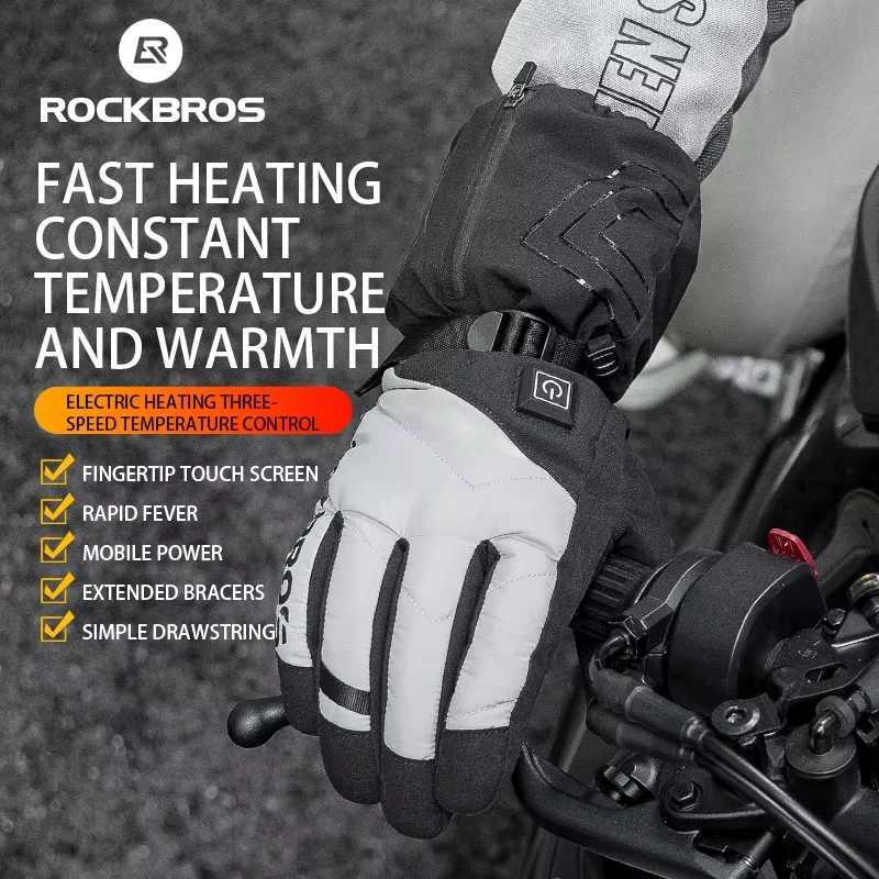 ROCKBROS Local Shipping Winter Heated Gloves Snow Thermal Heat Glove mobile Gloves Rechargeable Battery Powered Electric Gloves J251029